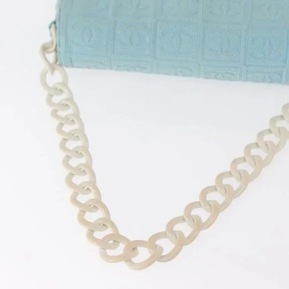 CHANEL Plastic Chain Shoulder Bag Pile Light Blue Silver CC Auth 158681V - Picture 6 of 16